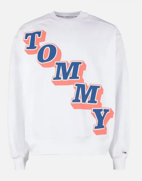 TOMMY JEANS SWEAT Homme College Boxy Blanc