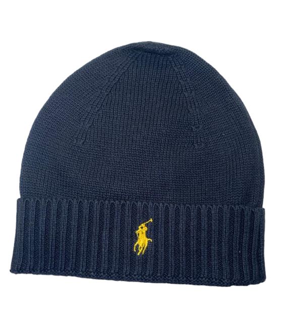 RALPH LAUREN BONNETS COLD WEATHER HAT noir logo jaune