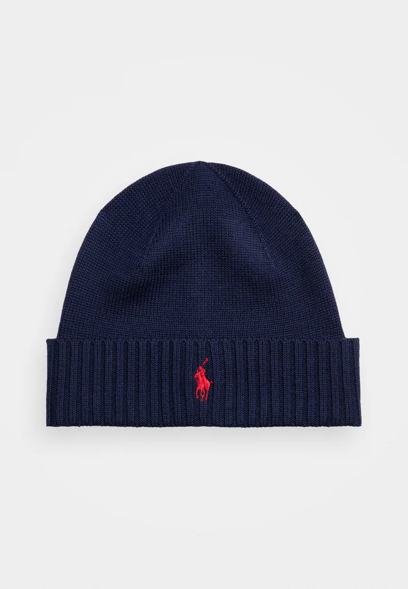 RALPH LAUREN Bonnets COLD WEATHER HAT marine logo rouge
