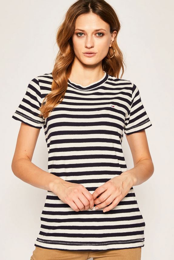 TOMMY JEANS HAUT Femme TJW TXTR ST Marine rayé