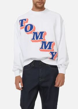 TOMMY JEANS SWEAT Homme College Boxy Blanc