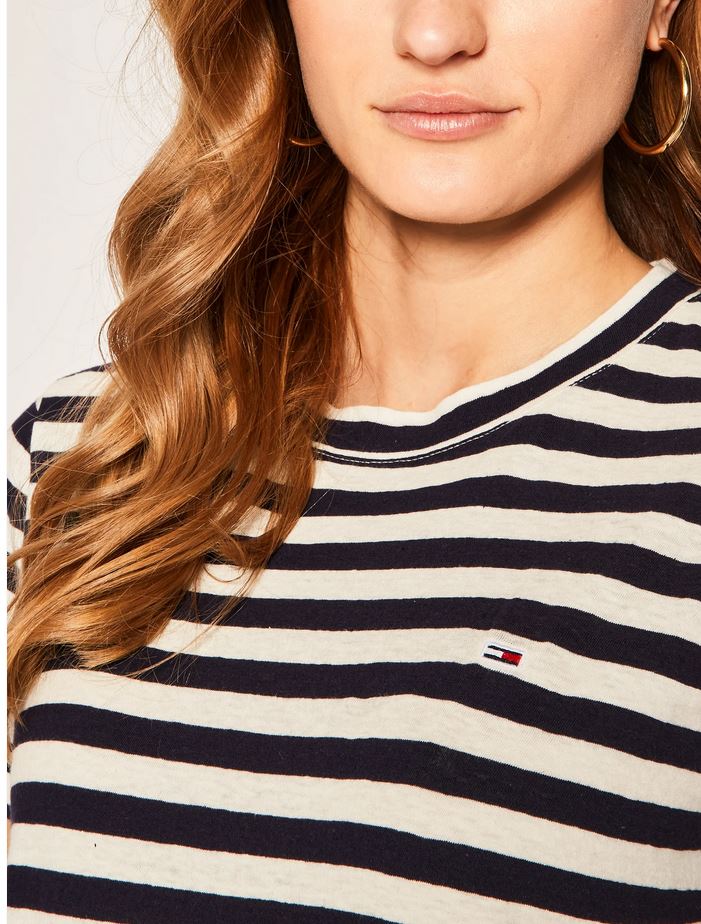 TOMMY JEANS HAUT Femme TJW TXTR ST Marine rayé