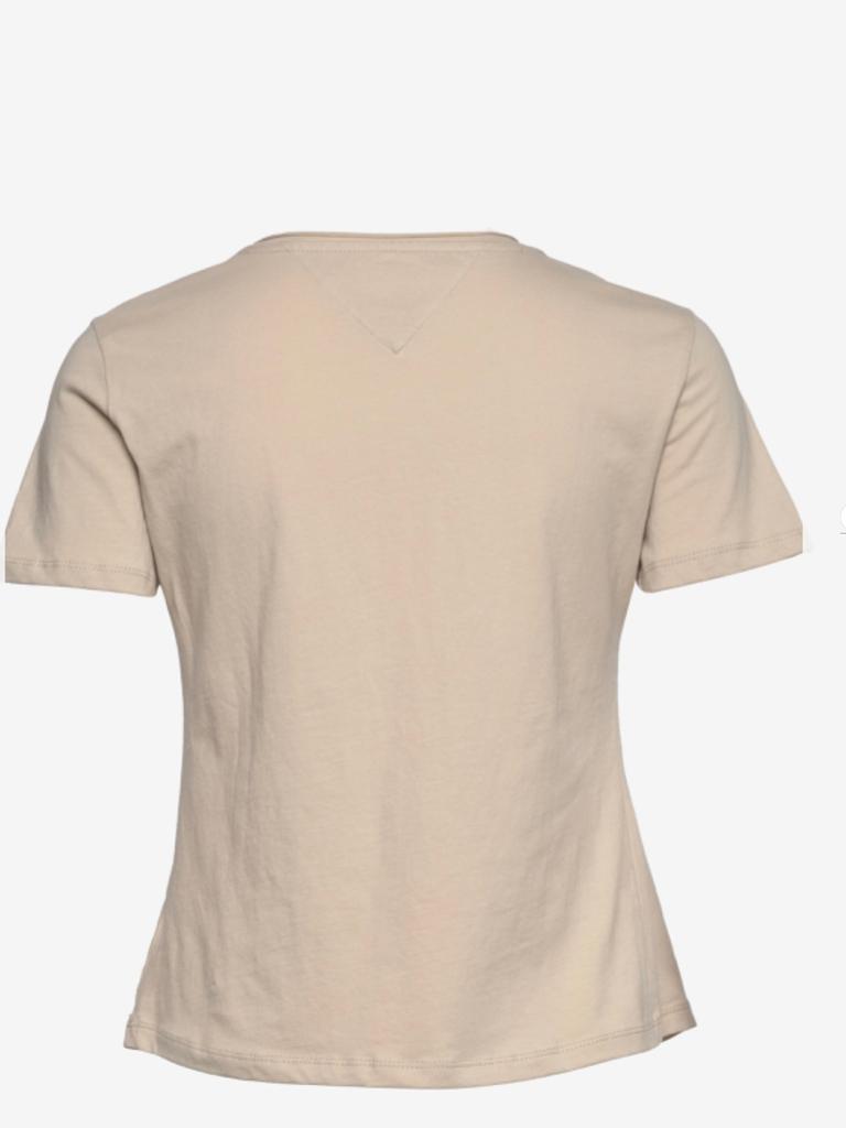 TOMMY JEANS HAUT Femme slim jersey v neck Beige
