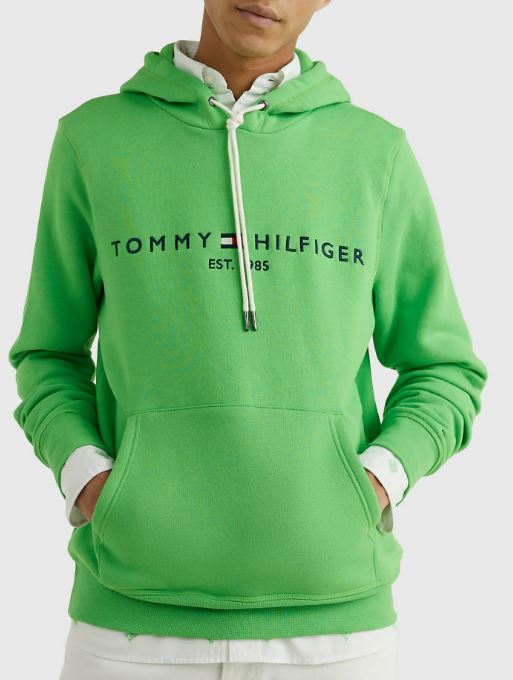 TOMMY HILFIGER SWEAT A CAPUCHE HOODY Homme Est 1985 Vert Pompe