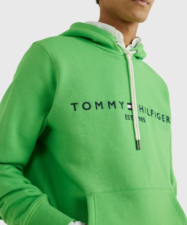 TOMMY HILFIGER SWEAT A CAPUCHE HOODY Homme Est 1985 Vert Pompe