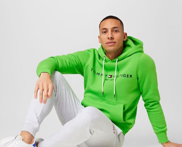 TOMMY HILFIGER SWEAT A CAPUCHE HOODY Homme Est 1985 Vert Pompe
