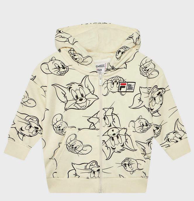 FILA Disney Gilet a capuche enfant Tom & Jerry beige