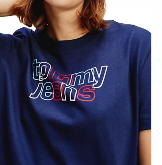 TOMMY JEANS HAUT Femme marine TJW outline logo tee