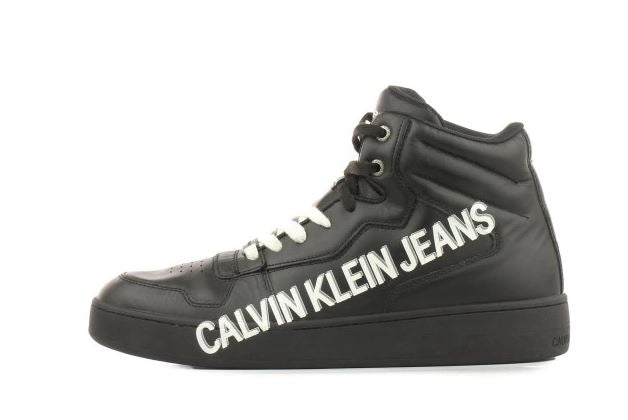 Calvin Klein jeans BASKETS Mid Laceup logo homme noir