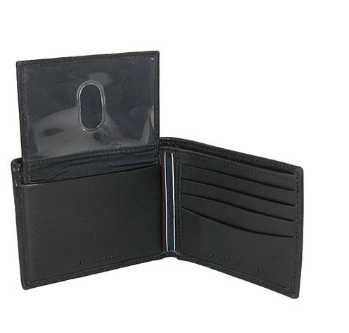 TOMMY HILFIGER PORTEFEUILLE EN CUIR ETON CC AND COIN POCKET Homme à deux volets Noir