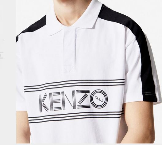 KENZO Polo Homme Logo Tourterelle blanc