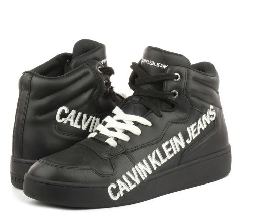 Calvin Klein jeans BASKETS Mid Laceup logo homme noir