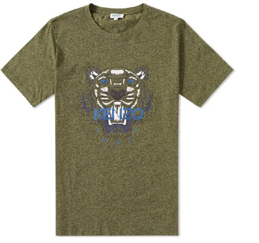 KENZO T-SHIRT Homme Tigre vert kaki