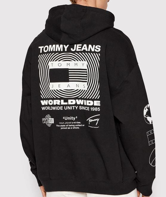 TOMMY JEANS SWEAT A CAPUCHE Homme TJM global unit noir