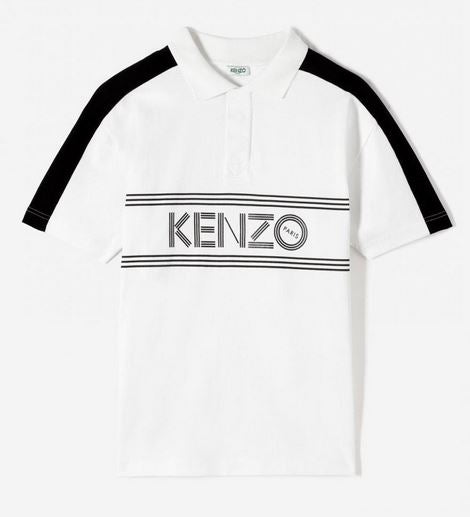 KENZO Polo Homme Logo Tourterelle blanc