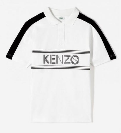 KENZO Polo Homme Logo Tourterelle blanc