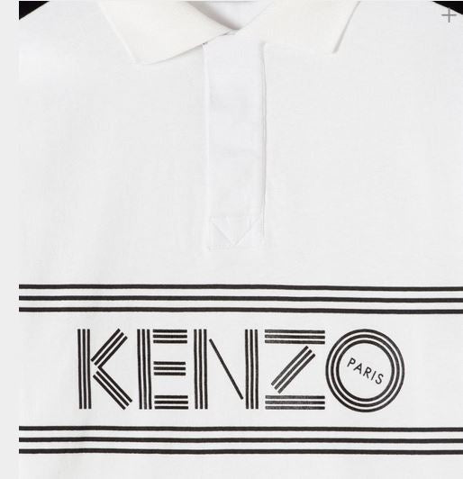 KENZO Polo Homme Logo Tourterelle blanc