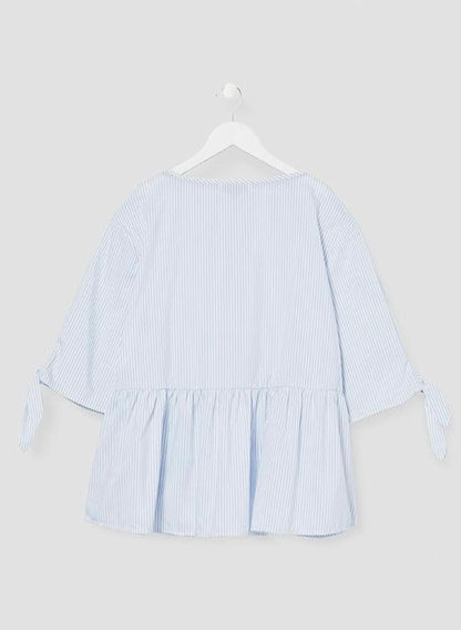 TOMMY JEANS Blouse Femme sleeve bow detail légère Bleu ciel