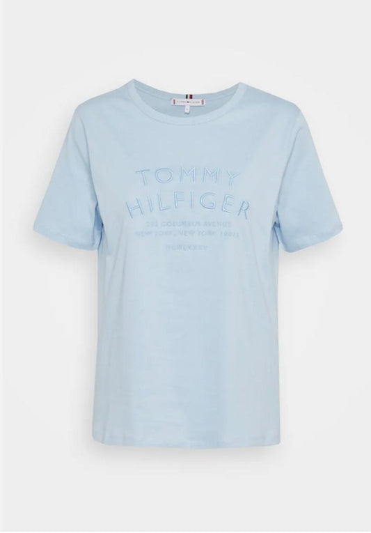 TOMMY HILFIGER HAUT Femme regular text emb Bleu ciel