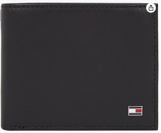 TOMMY HILFIGER Porte-Monnaie Homme Eton Mini Petit Modèle Noir Taille Unique